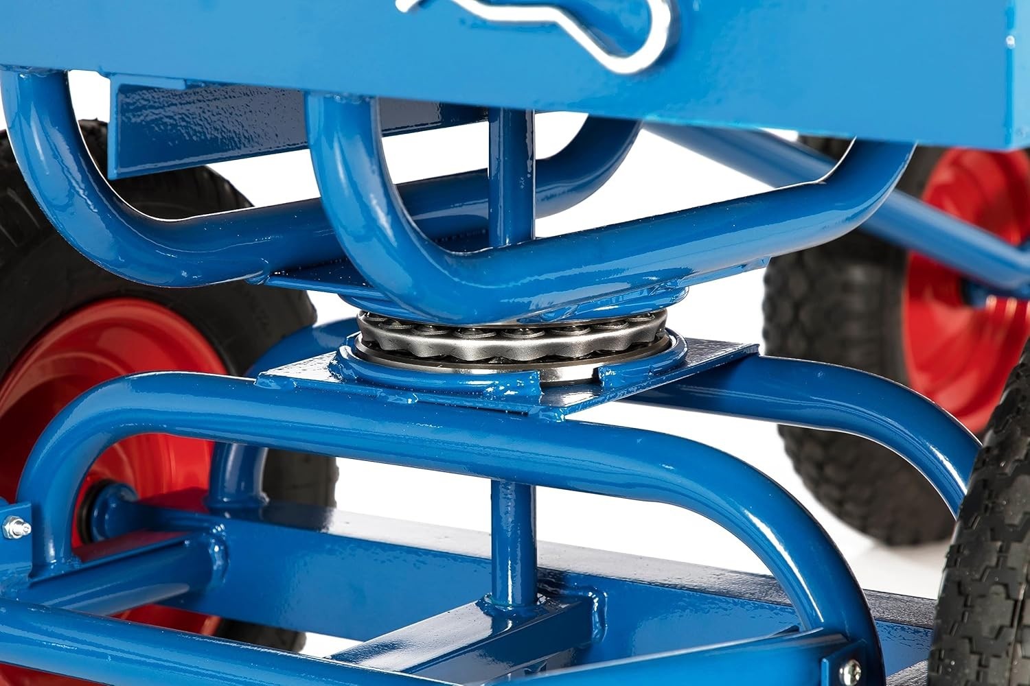 Heavy Duty 1000kg Platform Trolley Cart Mesh Sides Pneumatic Wheels