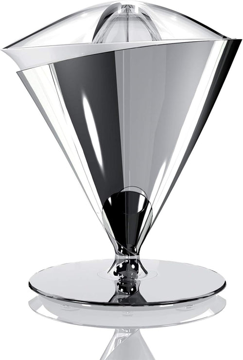 Electric Citrus Juicer Chrome Quiet Motor Dual Cones 0.6L Stainless Filter