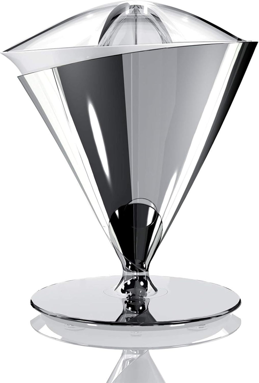 Electric Citrus Juicer Chrome Quiet Motor Dual Cones 0.6L Stainless Filter
