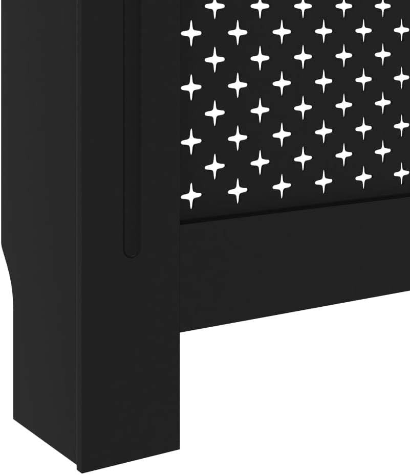 Black Radiator Cover Cabinet | Modern MDF Slatted Design | 172x19x81cm