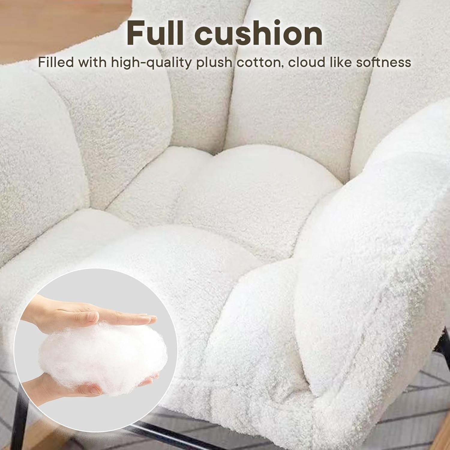 White Luxury Rocking Chair for Adults Home Recliner Sofa, Plush & Sturdy Seat
