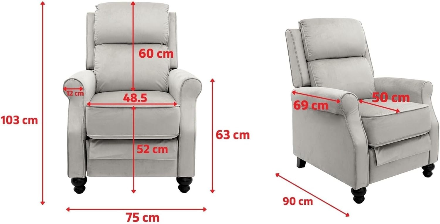 Cream Recliner Armchair Chair High Seat Faux Leather Elderly Support