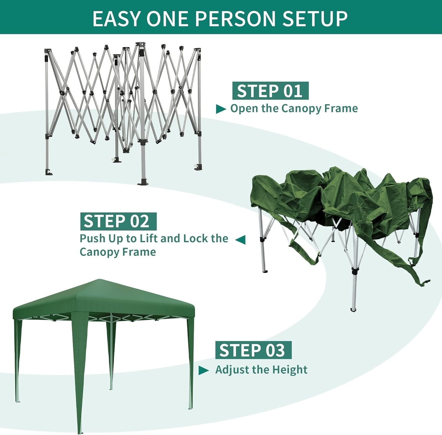 3x3M Heavy Duty Green Gazebo Waterproof Folding Garden Party Tent With Bag