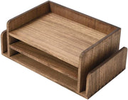 3-Tier Wooden Desk Document Tray Organizer for Mail, Files & Stationery