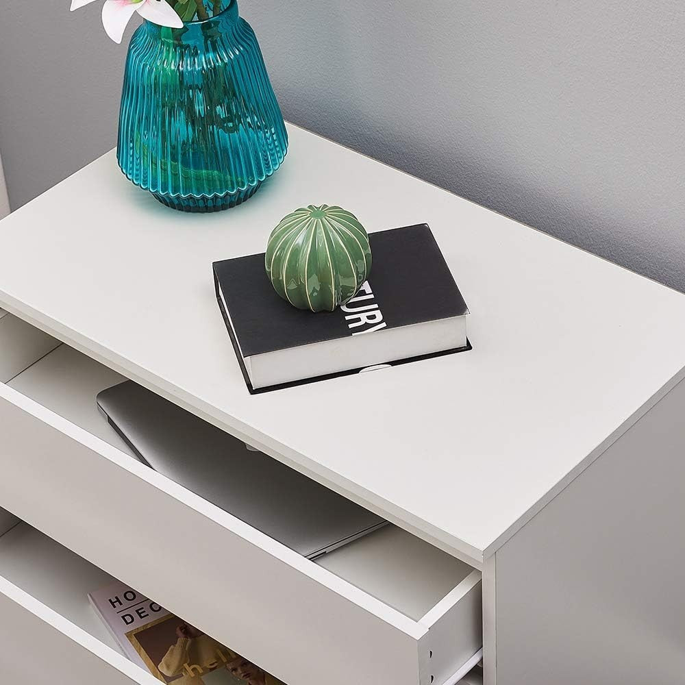 White 3 Drawer Chest | Modern Slim Storage Cabinet | Bedroom Hall Unit