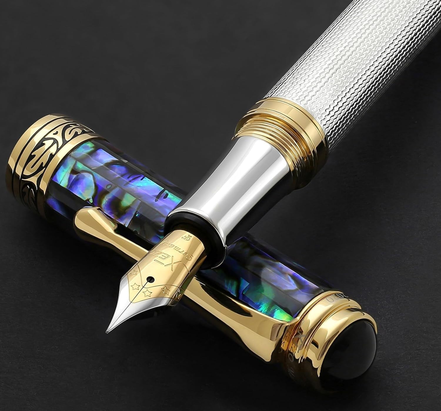 Luxury Blue Pāua Sea Shell Fountain Pen Fine Point Refillable 148mm