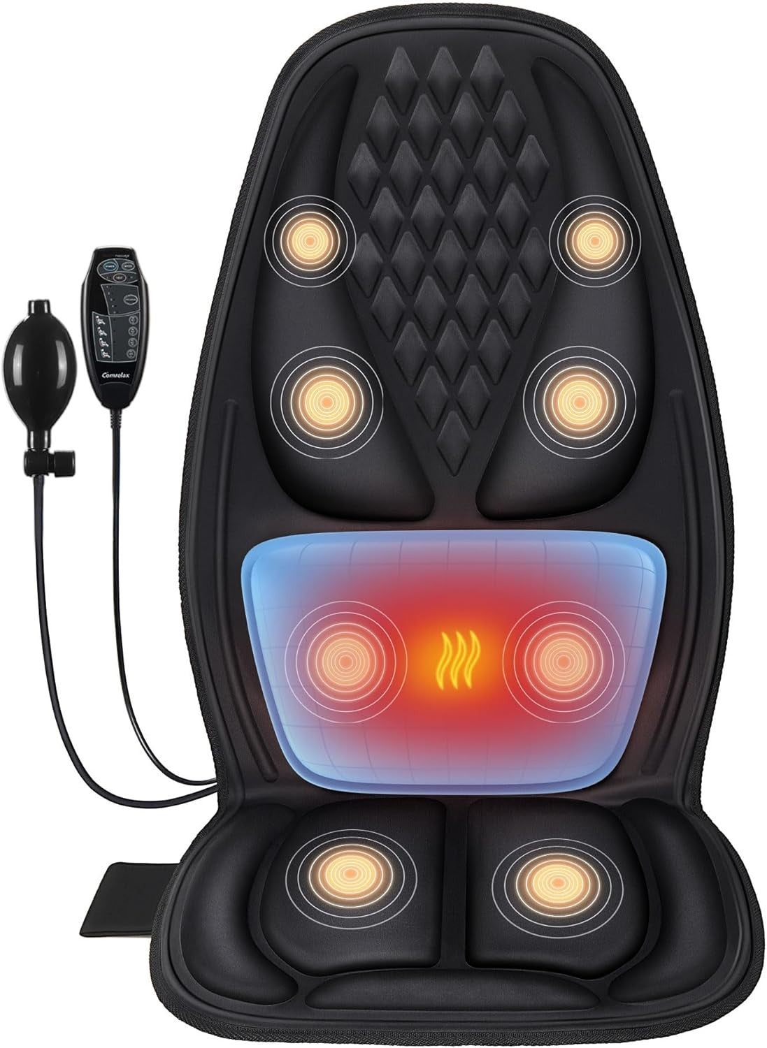 Back Massage Chair Pad with Heat 10-Motor Vibration Cushion 3D Lumbar Support