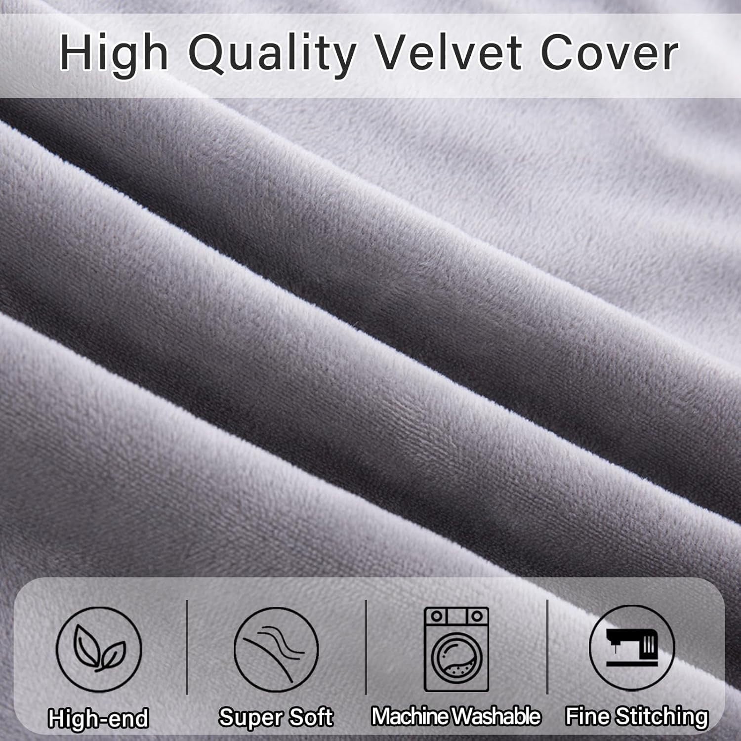Memory Foam Body Pillow 20x60 Firm Support for Side Sleepers Grey