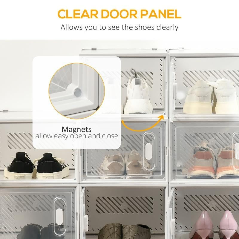 Clear Stackable Shoe Boxes – 18PC Set with Magnetic Doors & Air Vents