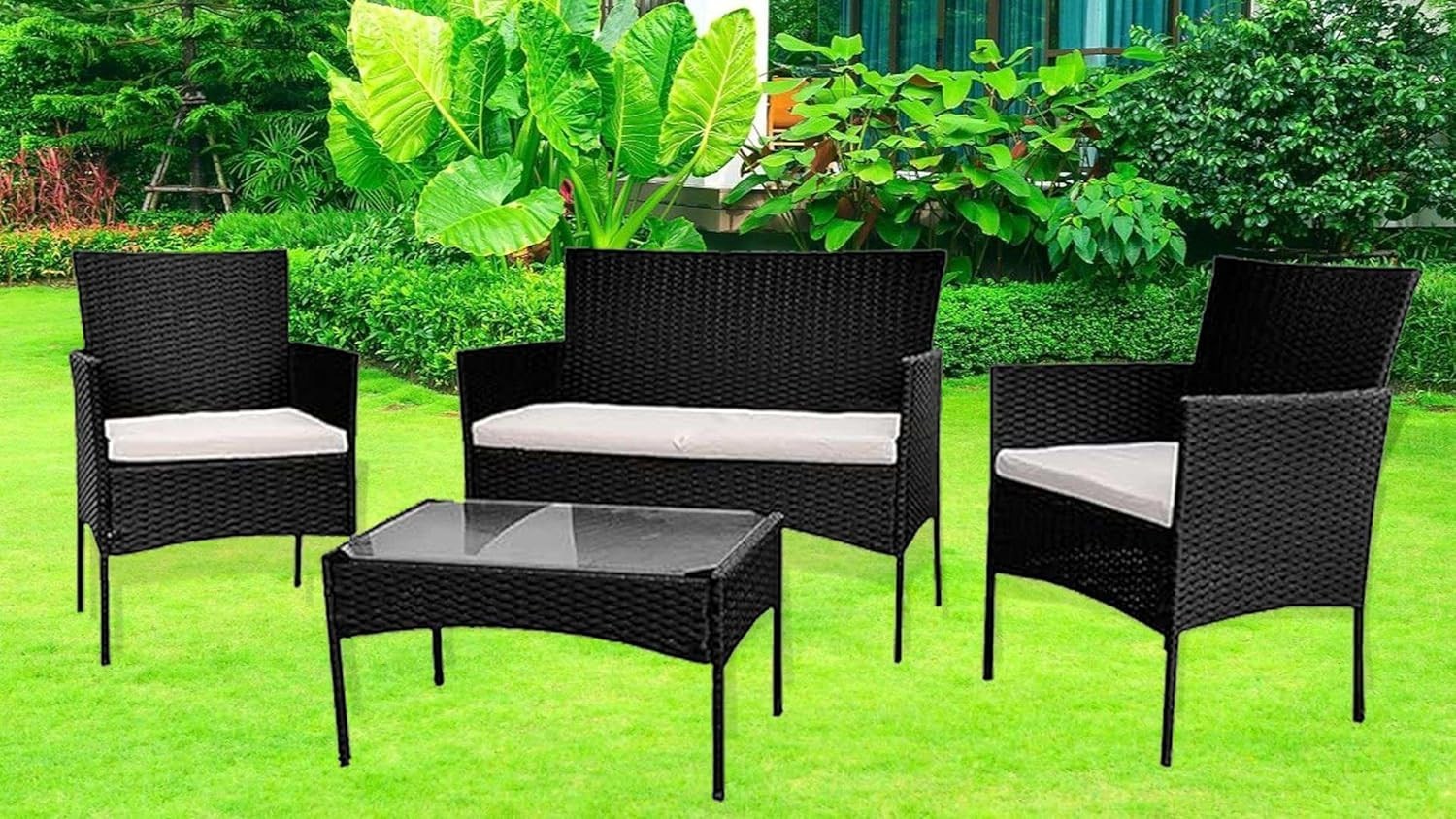 Rattan Garden Furniture Set 4 Seater Outdoor Sofa Chairs Table Patio