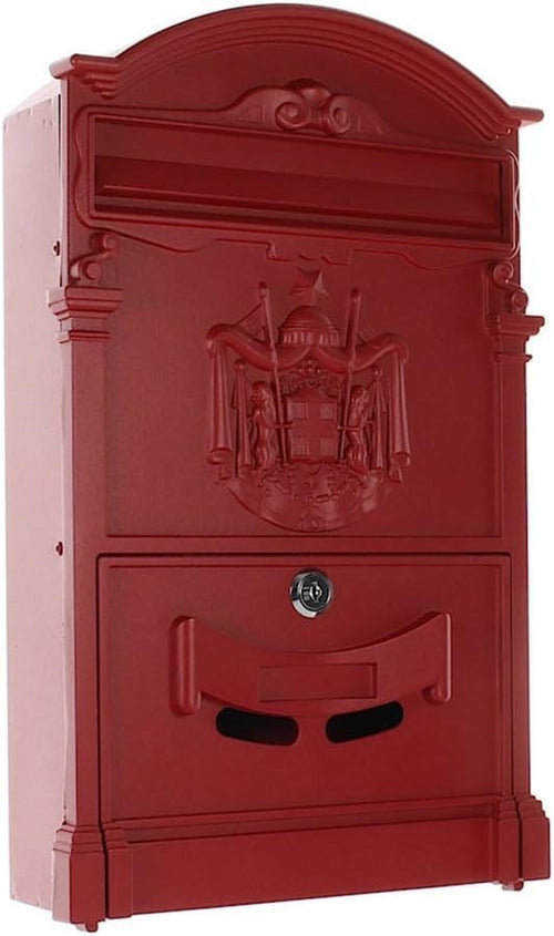 ockable Wall Mount Mailbox Red Aluminium Weatherproof Secure Post Box A4 Slot