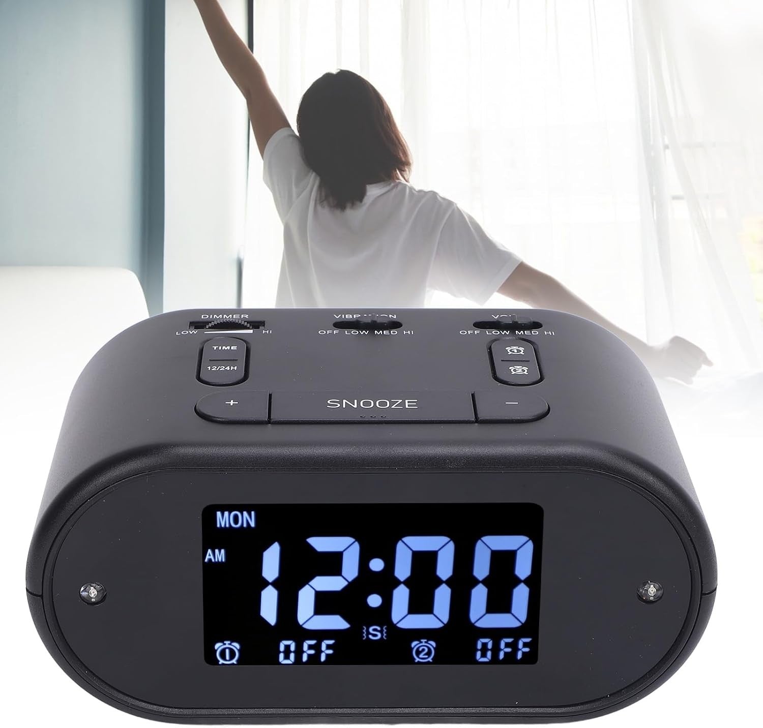 Vibrating Alarm Clock Bed Shaker Loud Dual Alarm for Heavy Sleepers
