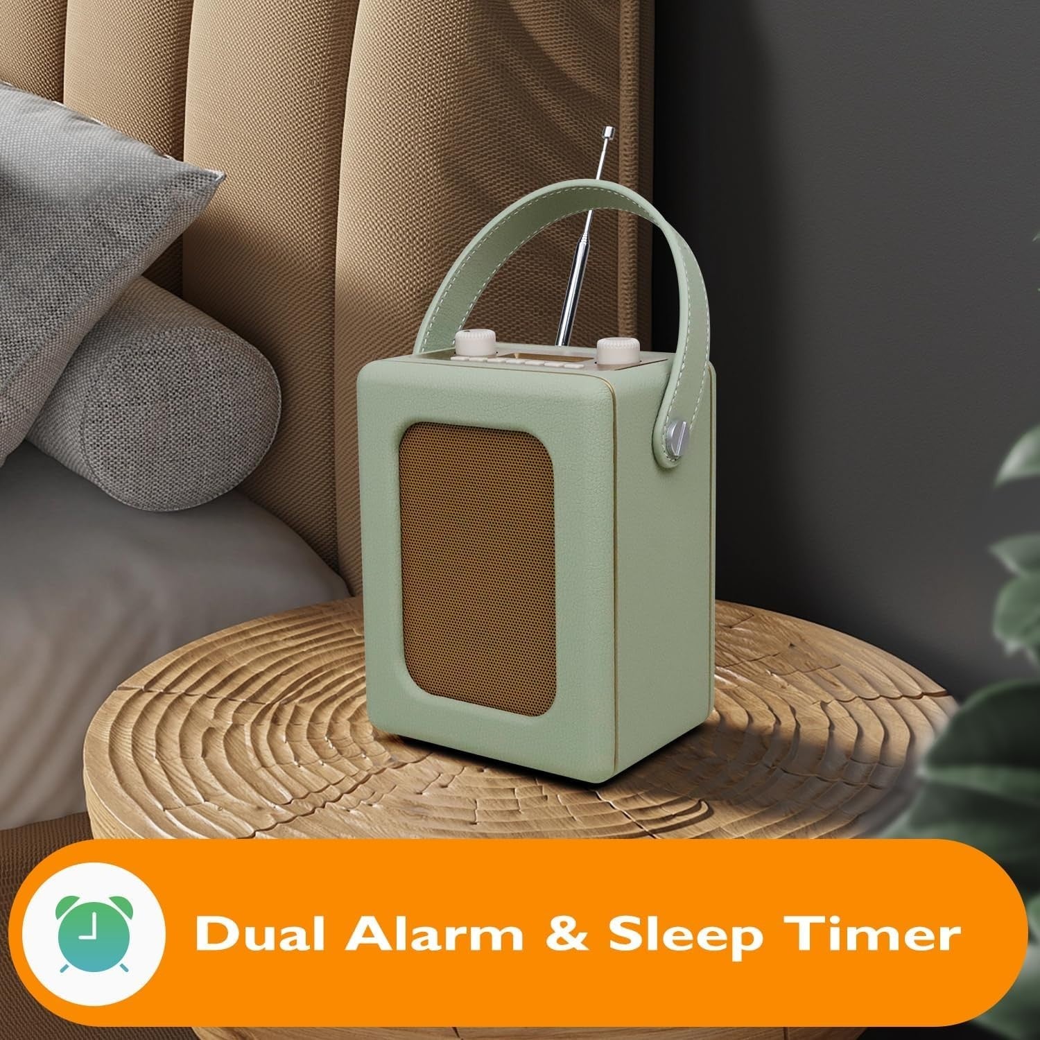 Portable DAB+ Digital Radio Bluetooth CR9 Green 20hr Play Dual Alarm