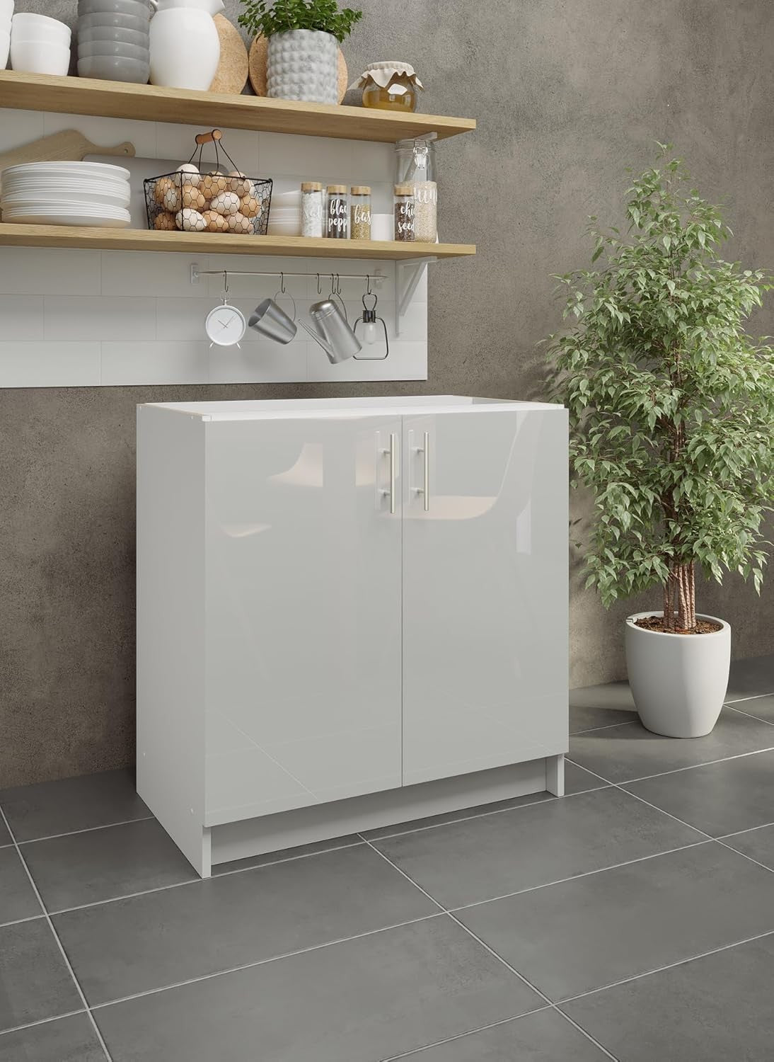 800mm White Gloss Kitchen Base Cabinet Cupboard Storage Unit Modern
