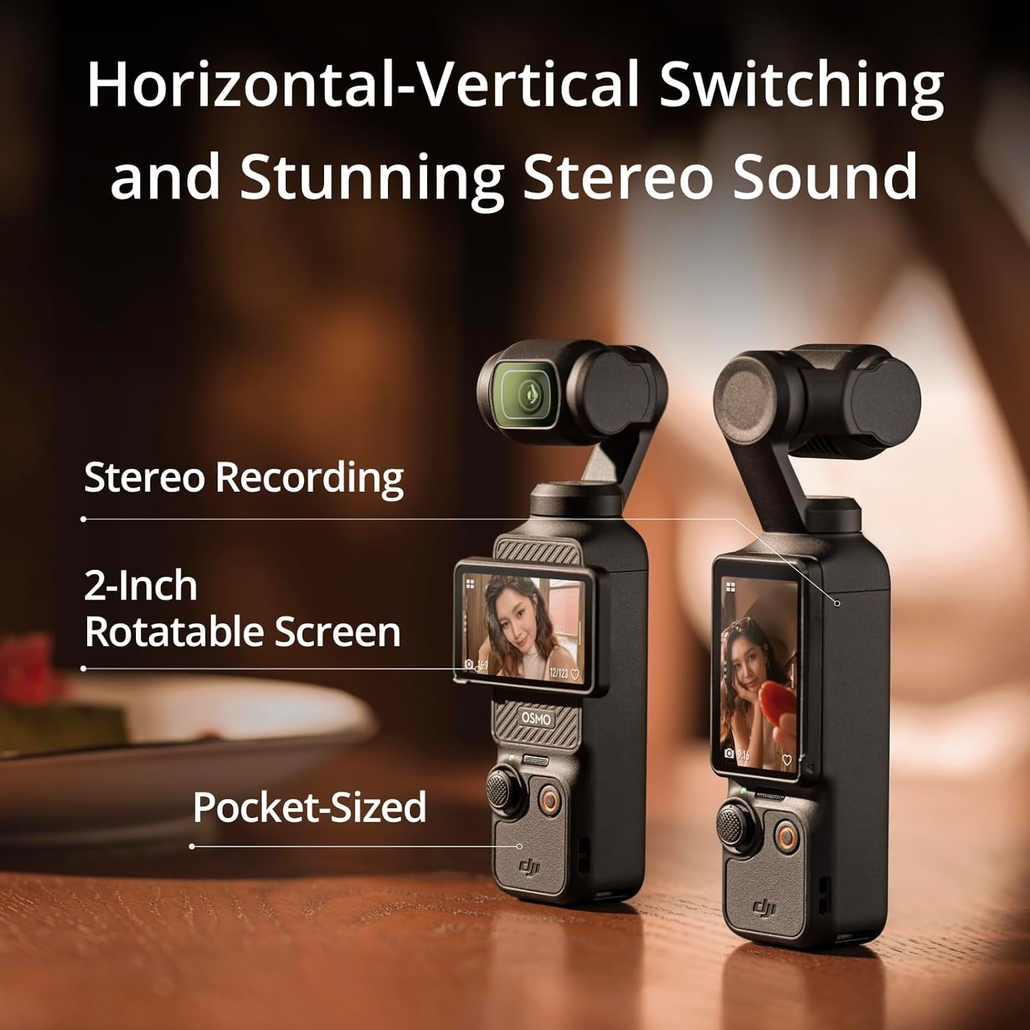 4K 120FPS Vlogging Camera 3-Axis Stabilizer Touchscreen Pocket