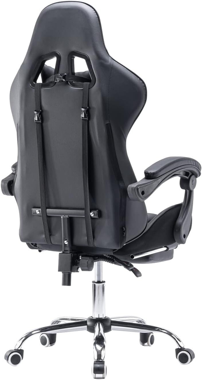 Ergonomic Gaming Chair Reclining Swivel Office Chair w/ Footrest Grey