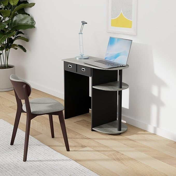 Compact Home Laptop Desk Study Writing Table Storage Shelves Small Space