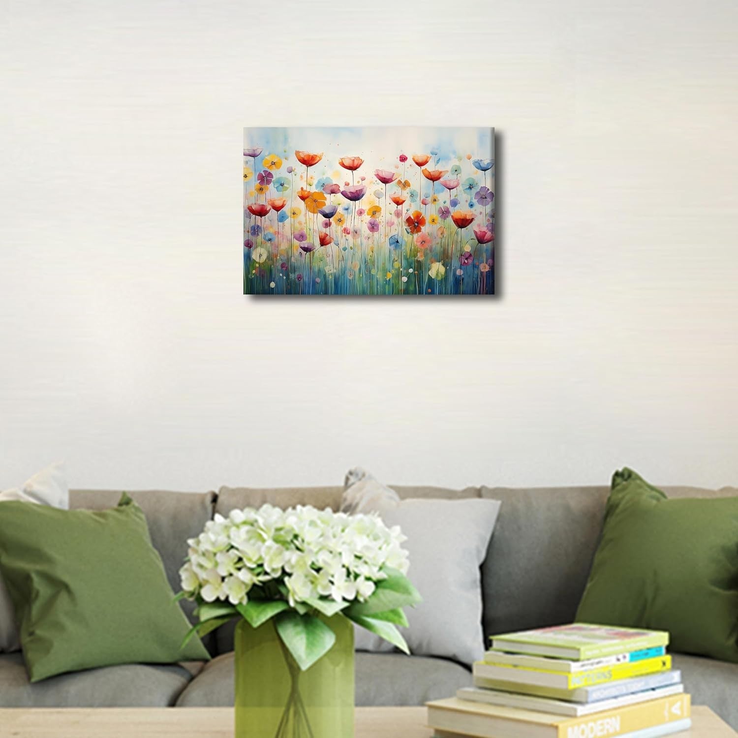 Blooming Canvas Wall Art Floral Abstract Painting 18x12in