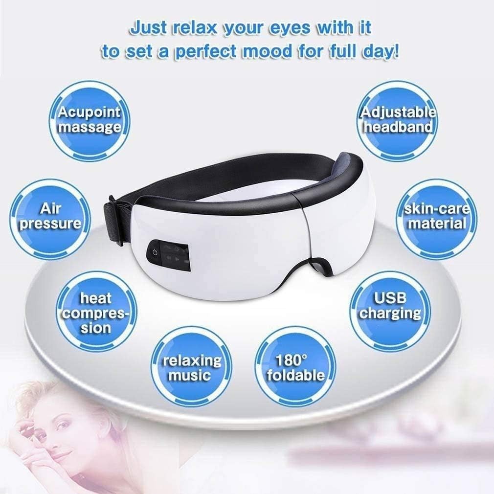 Wireless Heated Eye Mask Massager Air Pressure Bluetooth Music