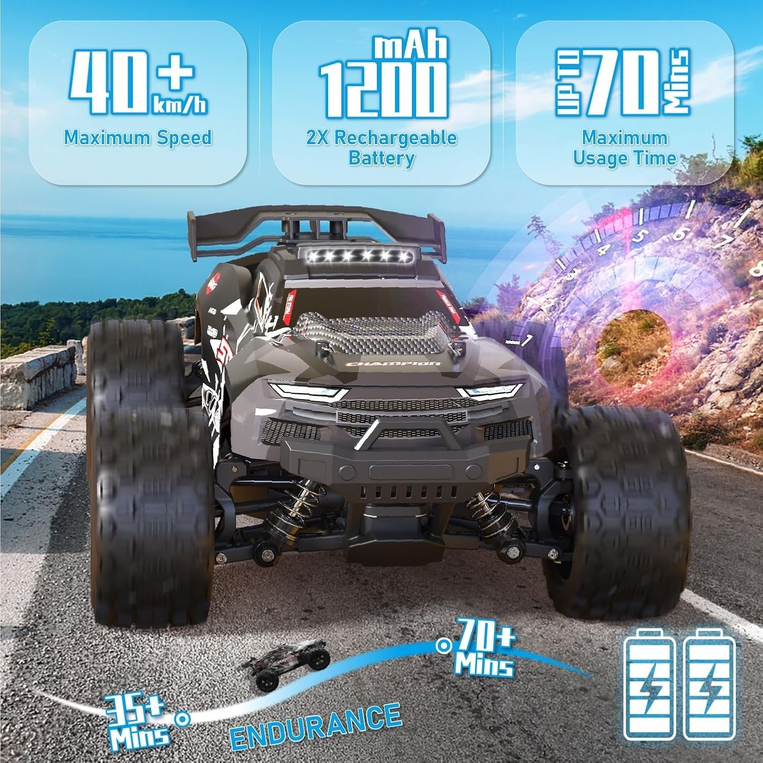 1:18 RC Car 4WD 40KM/H Off-Road Buggy 2 Battery Drift Monster Truck Toy