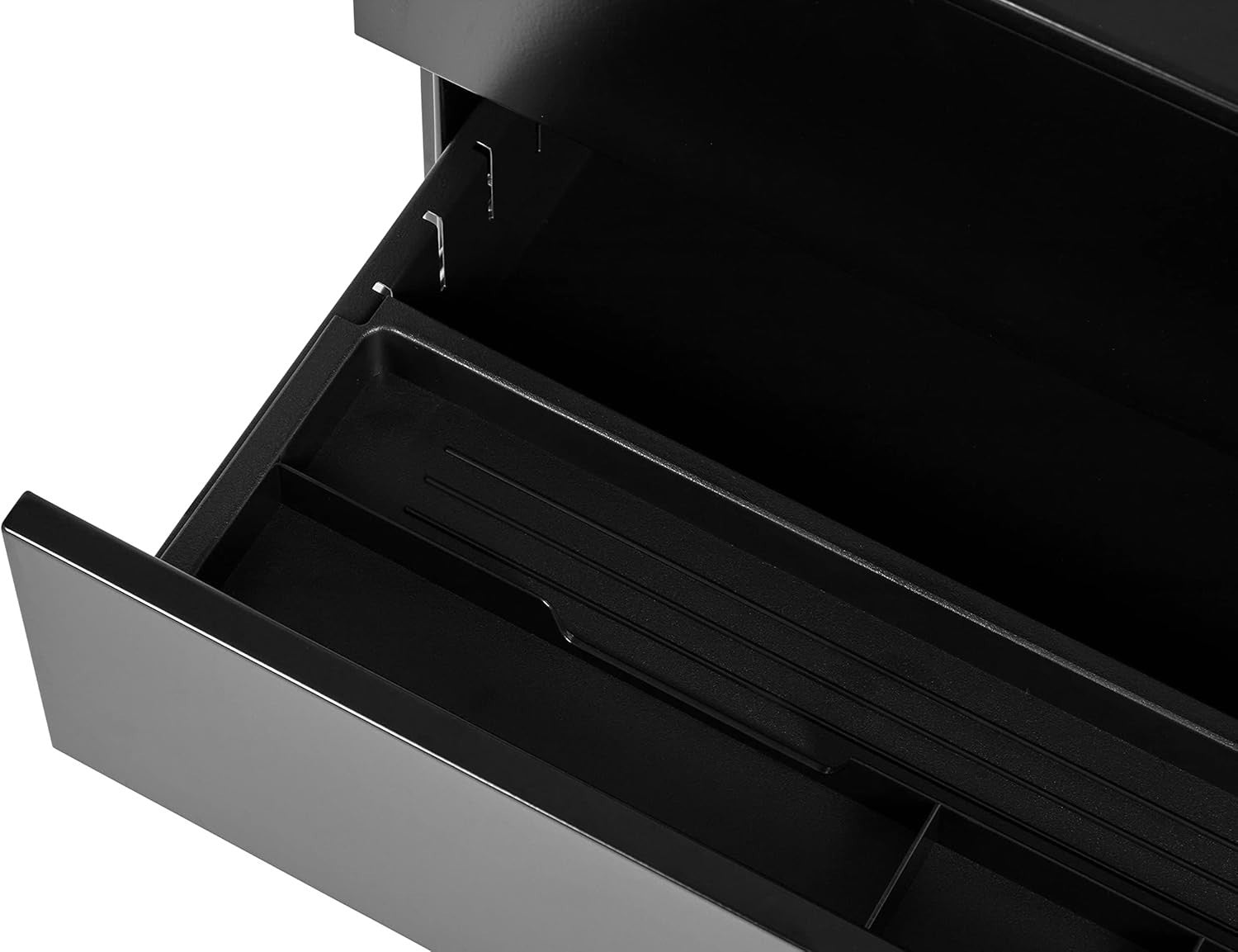 Black Narrow Under Desk Filing Cabinet 3 Drawer Lockable 60cm