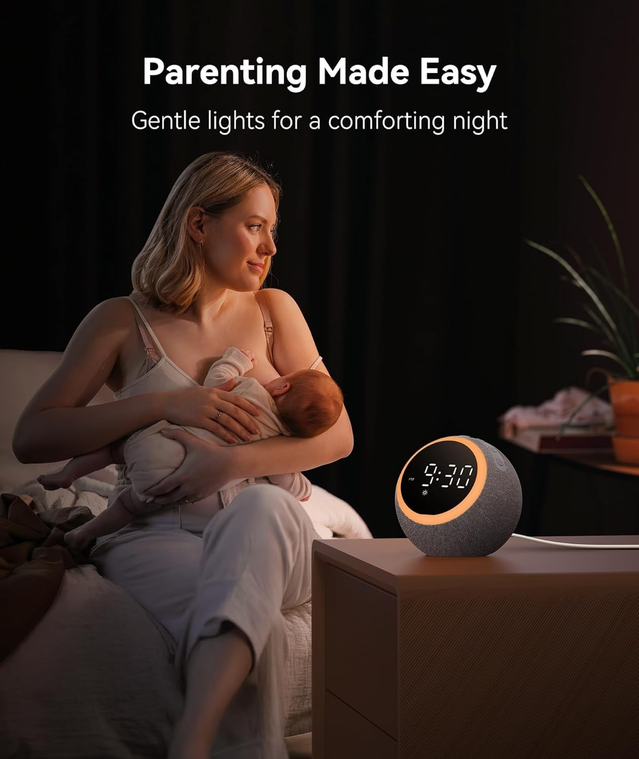 White Noise Sound Machine Alarm Clock Night Light 25 Sounds Sleep Aid