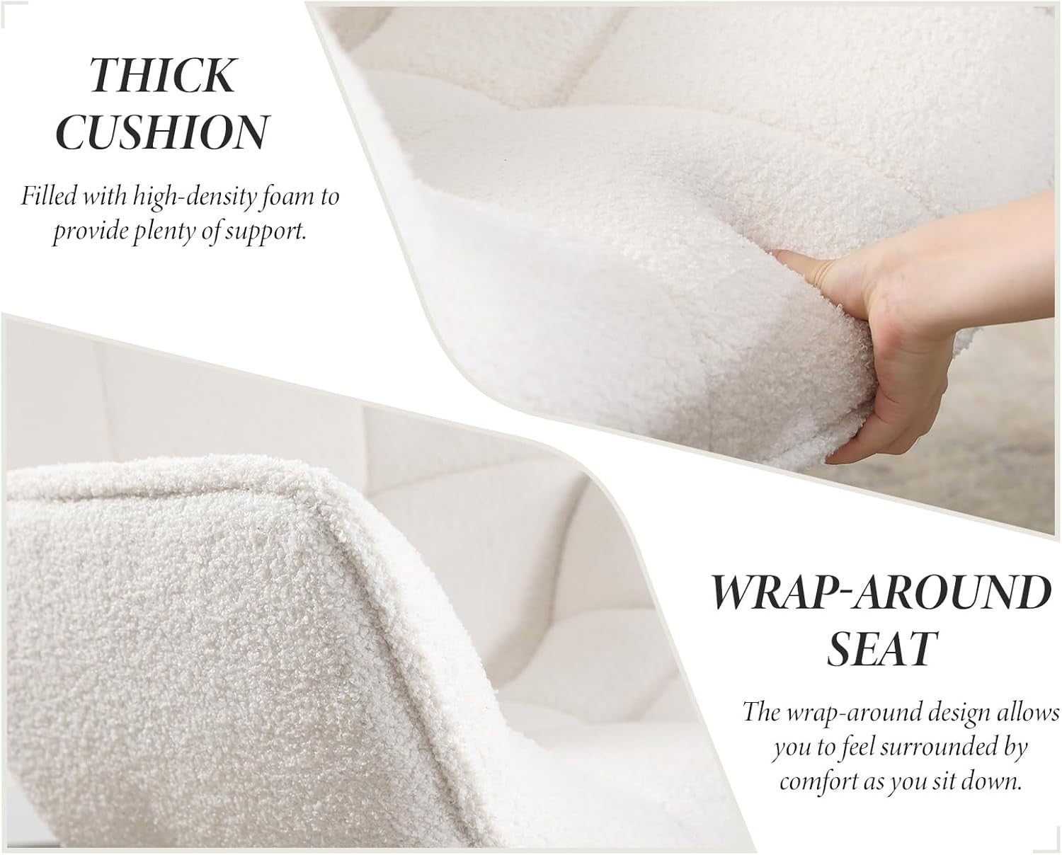 360° Swivel Faux Fur Accent Chair Tub Seat Lounge Chair for Living Bedroom