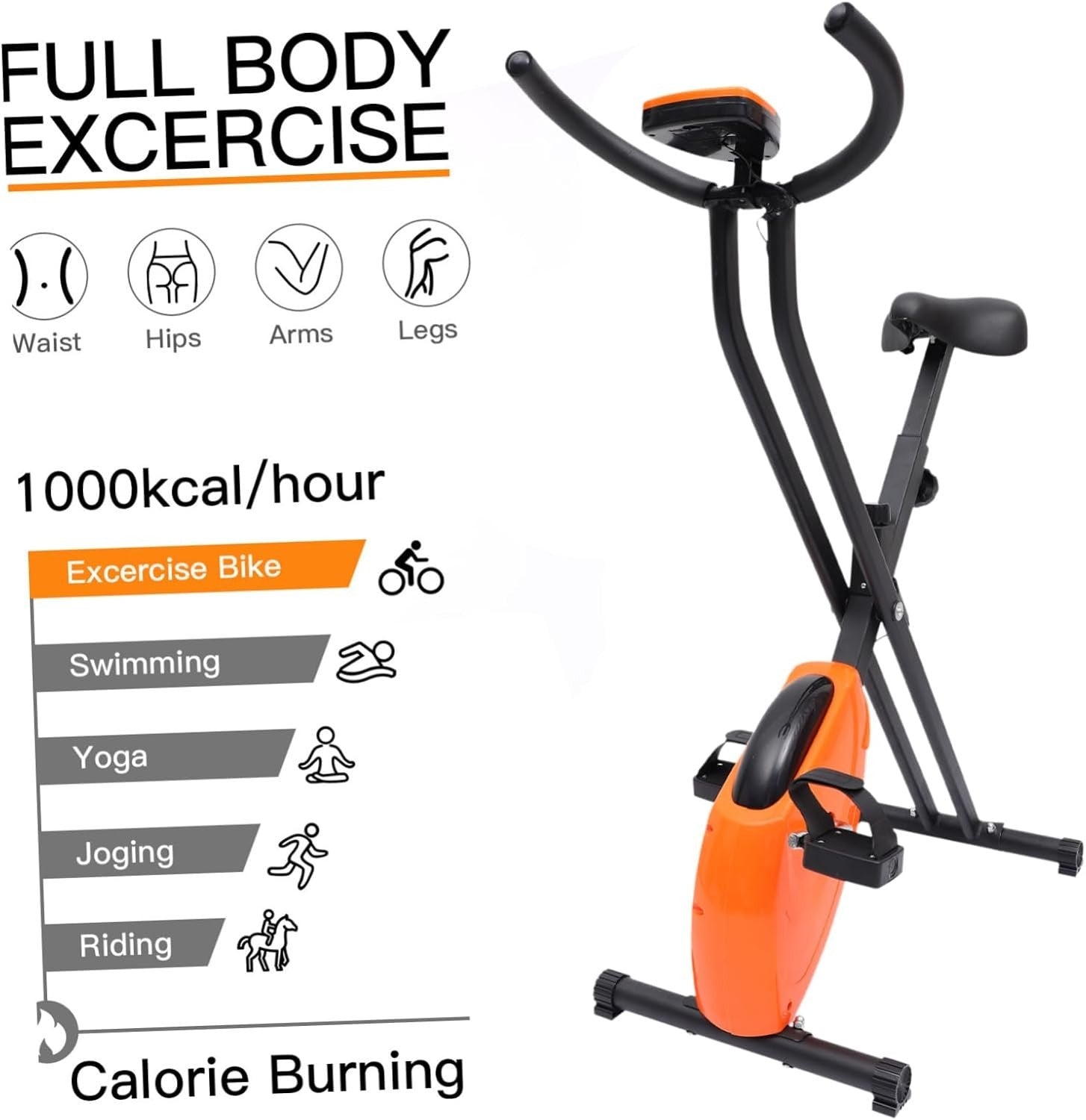 Compact Indoor Exercise Bike w/ Adjustable Seat & Resistance for Home Fitness