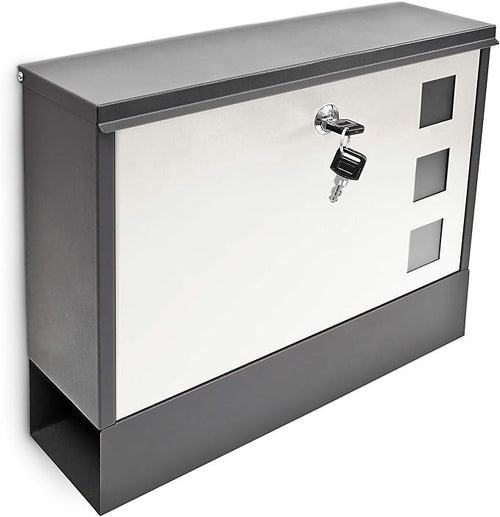 Lockable Wall Mounted Mailbox with Keys Modern Black White Post Box