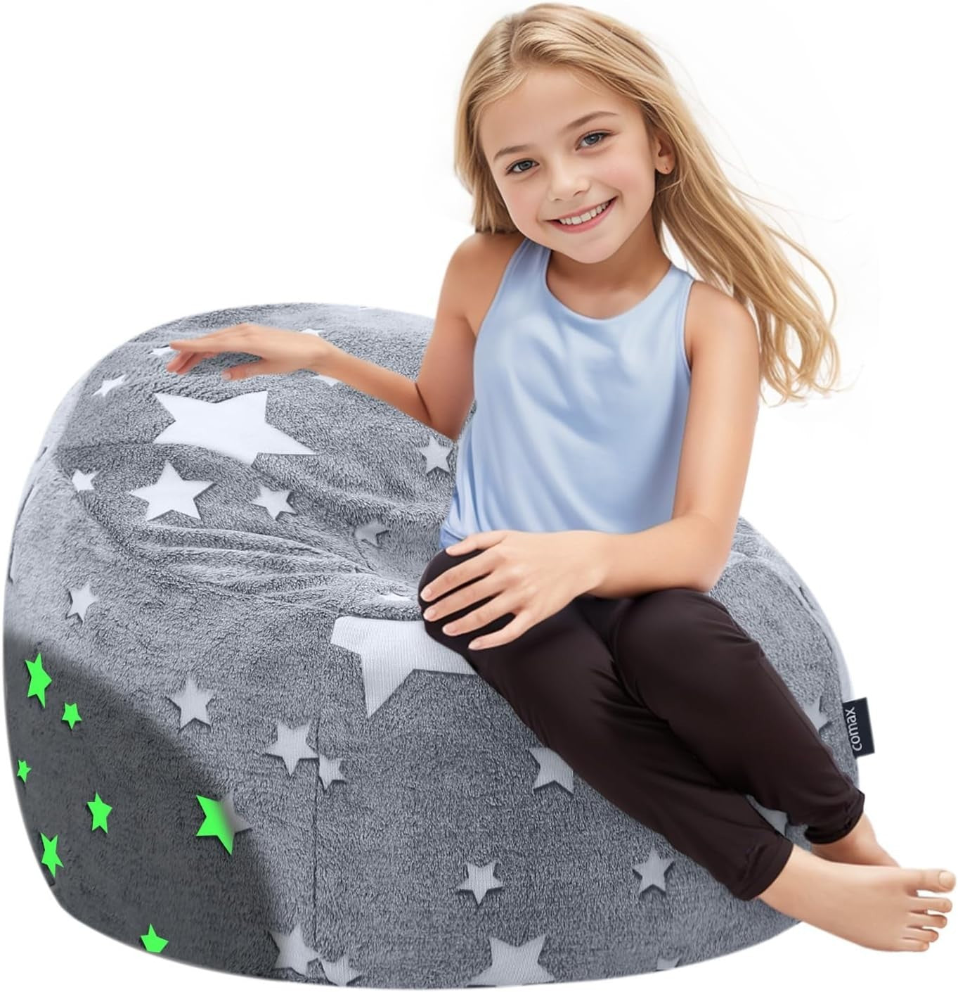 Kids Bean Bag Chair - Glow in the Dark, Soft, Comfortable, 70x70x52cm