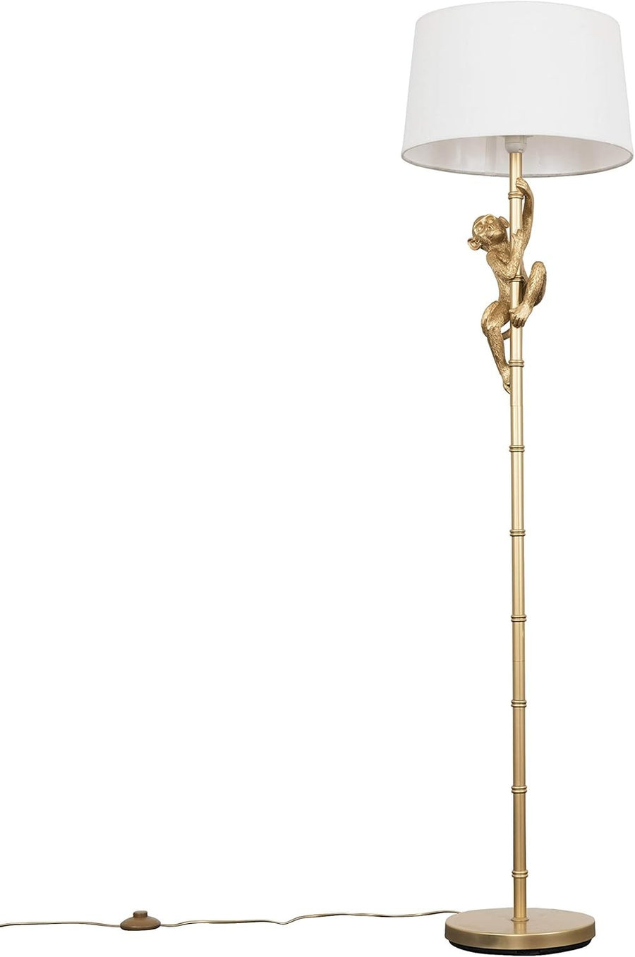 Gold Monkey Floor Lamp White Shade Luxury Statement Standing Light E27