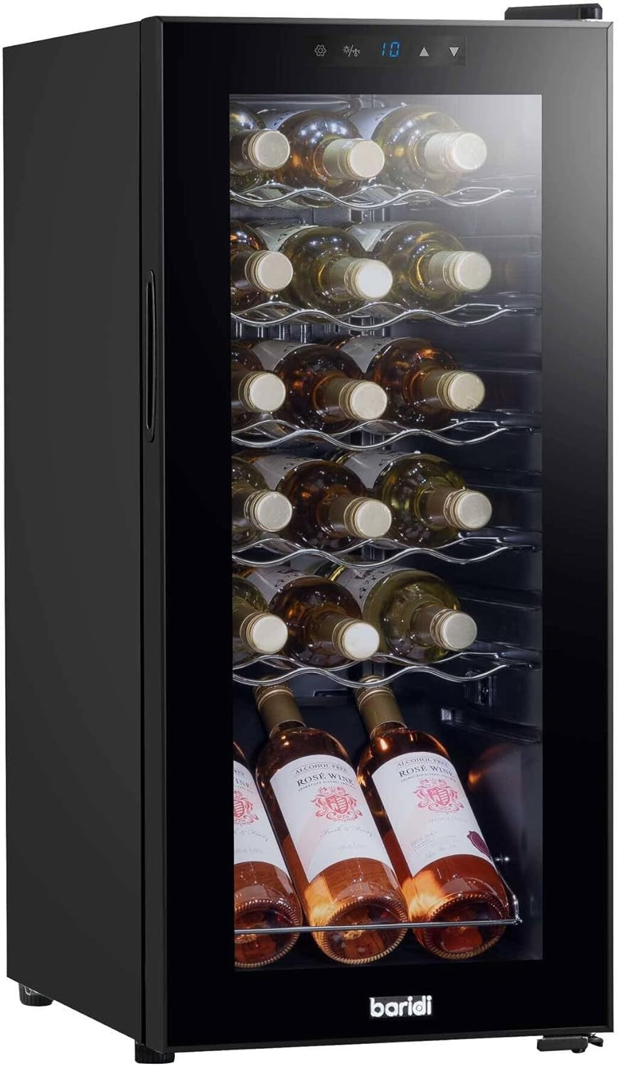 18 Bottle Wine Cooler Fridge Digital Touch Control LED Quiet Freestanding