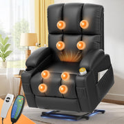 Lift Recliner Chair Elderly Massage Heat Power Assist USB Cup Holders PU Black