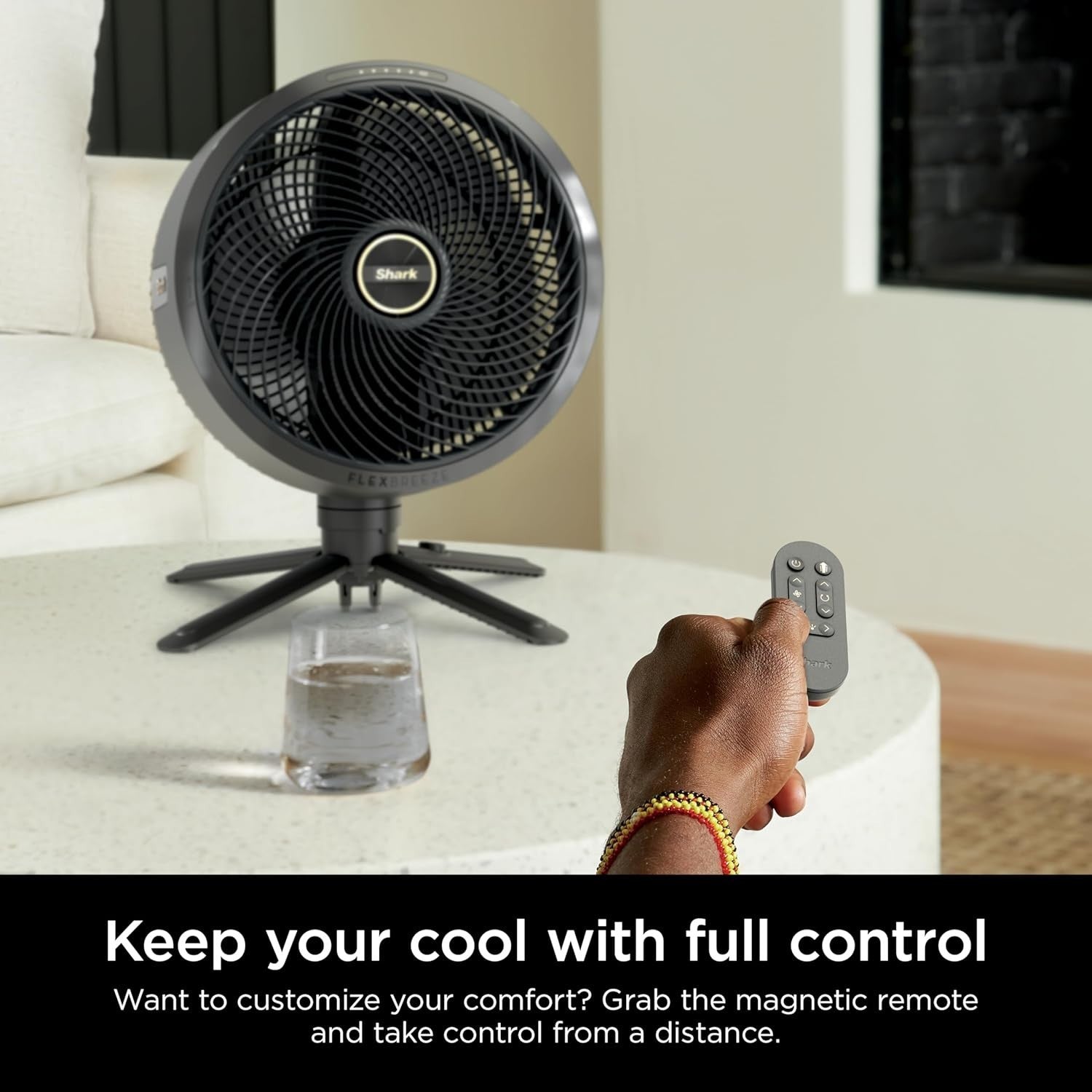 Portable Indoor Outdoor Fan Dark – 5 Speed Cordless Oscillating Remote Control
