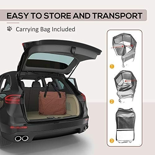 Foldable Pet Playpen with Carry Bag, Portable Puppy Tent Indoor Outdoor Brown