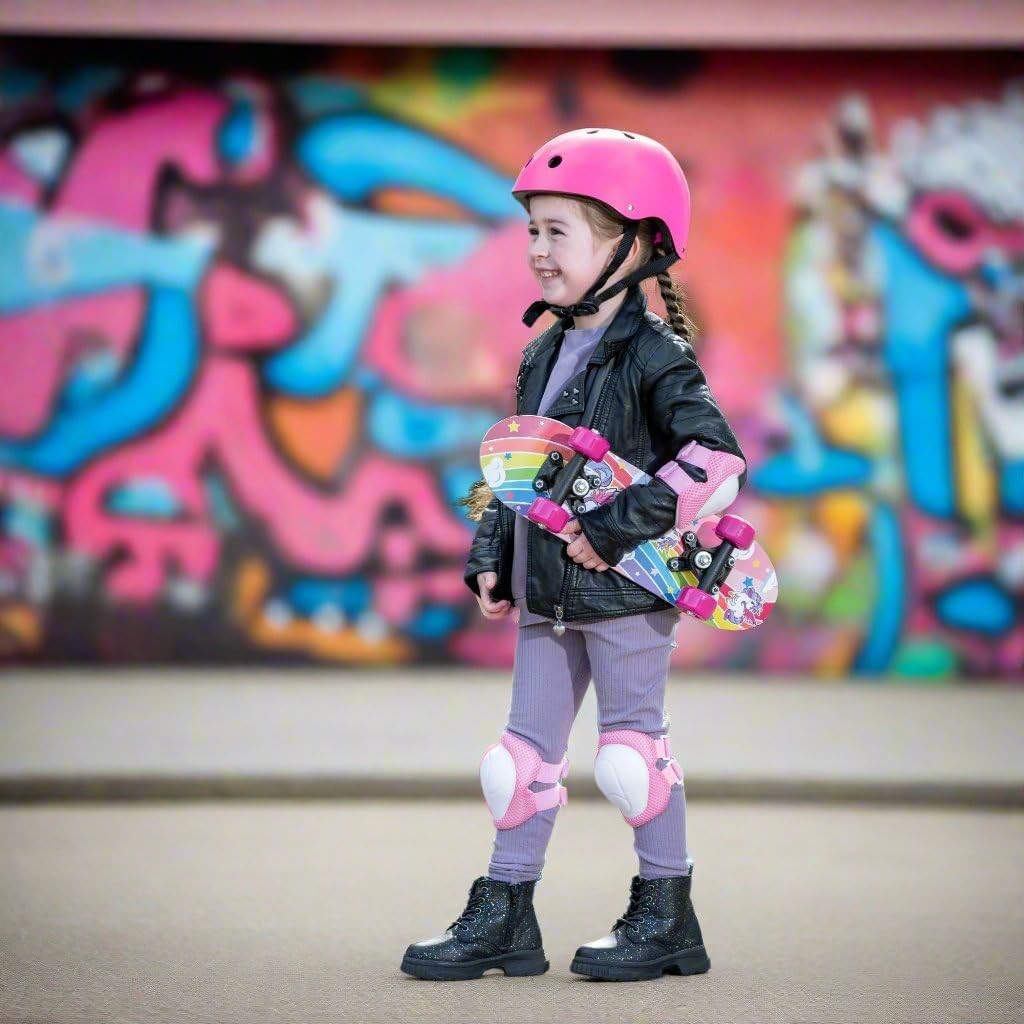 Mini 17" Skateboard for Kids Teens | Maple Cruiser Board Trucks | Unicorn