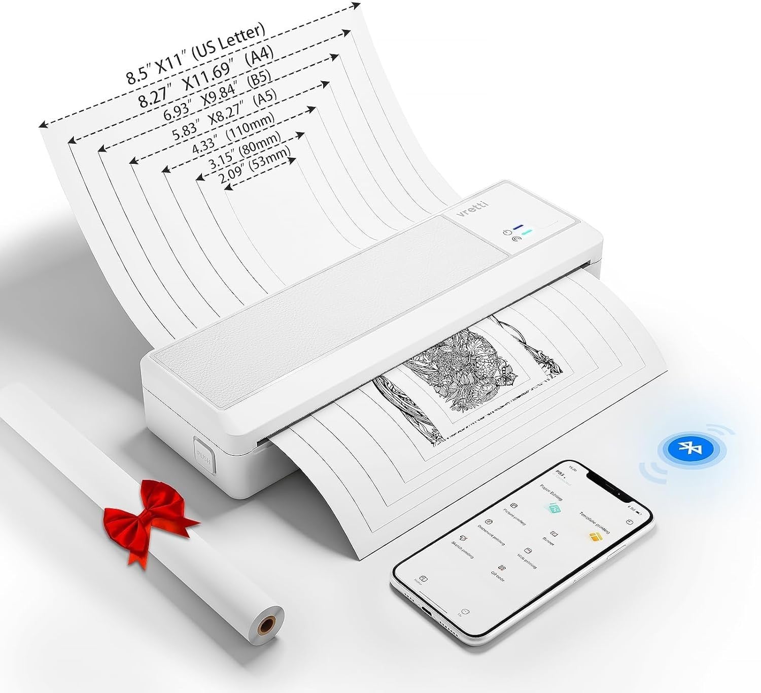 A4 Portable Thermal Printer Bluetooth Wireless