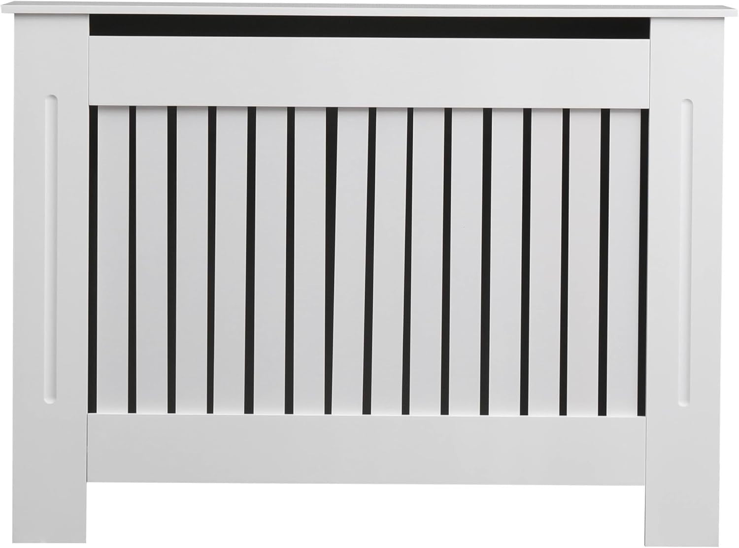 Medium White Radiator Cover | Modern MDF Vertical Slat Cabinet Elegant Design