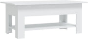 Modern Rectangular Coffee Table with Storage Shelf – Stylish, Durable White