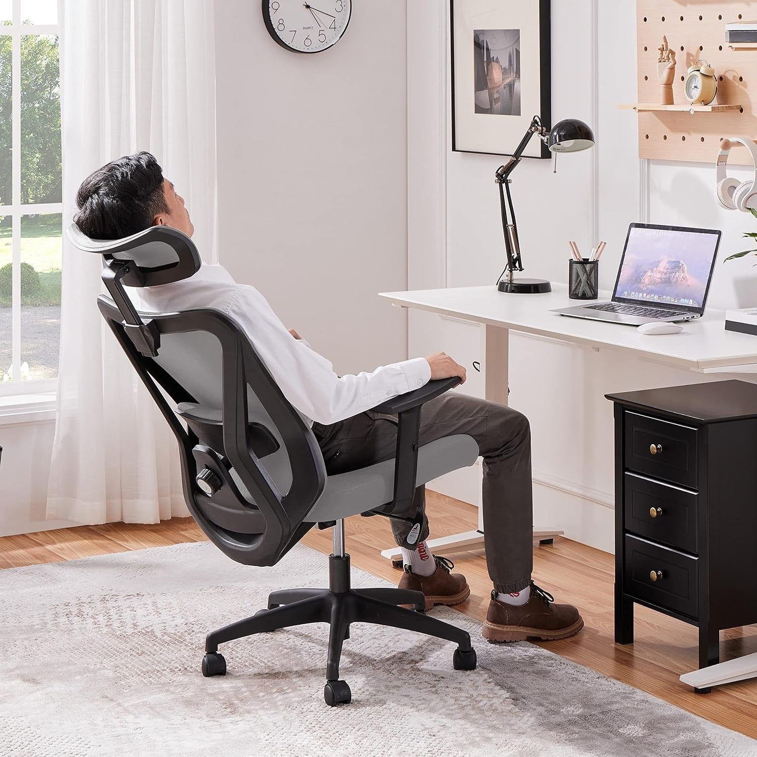 Ergonomic Mesh Office Chair Swivel Computer Desk Seat Reclining Grey 300lbs Max