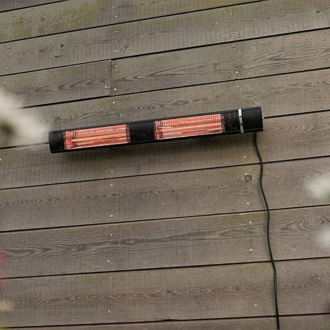 Wall Mounted Outdoor Electric Patio Heater 3000W IP44 Black Slimline