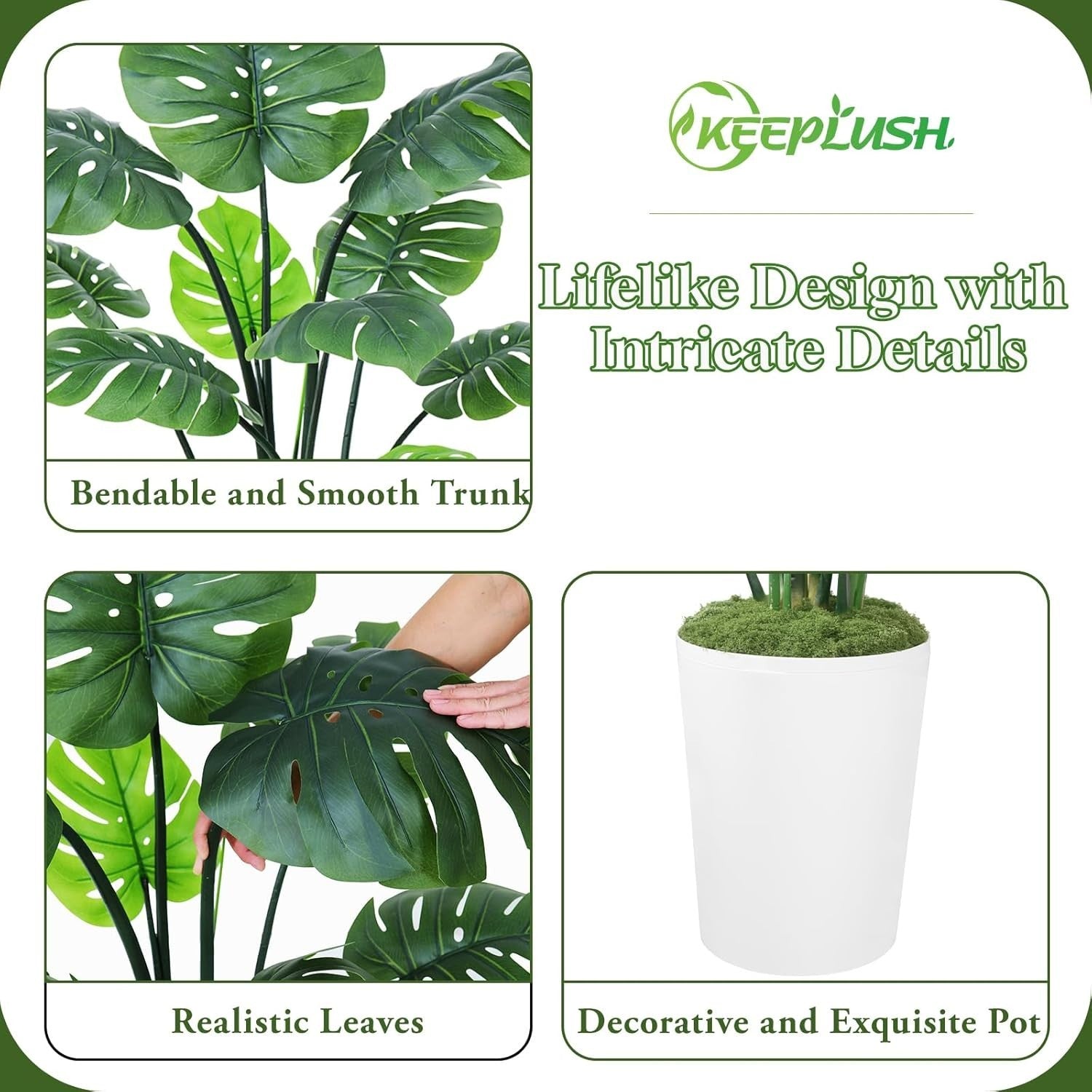 Monstera Deliciosa Plant 150cm Lifelike Indoor Potted Tropical Decor White Pot