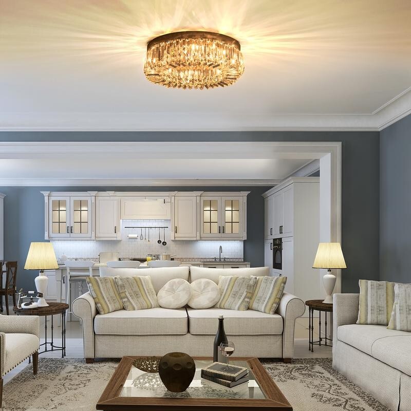Luxury 50cm Crystal Ceiling Light Chandelier Flush Mount G9 Modern Chrome