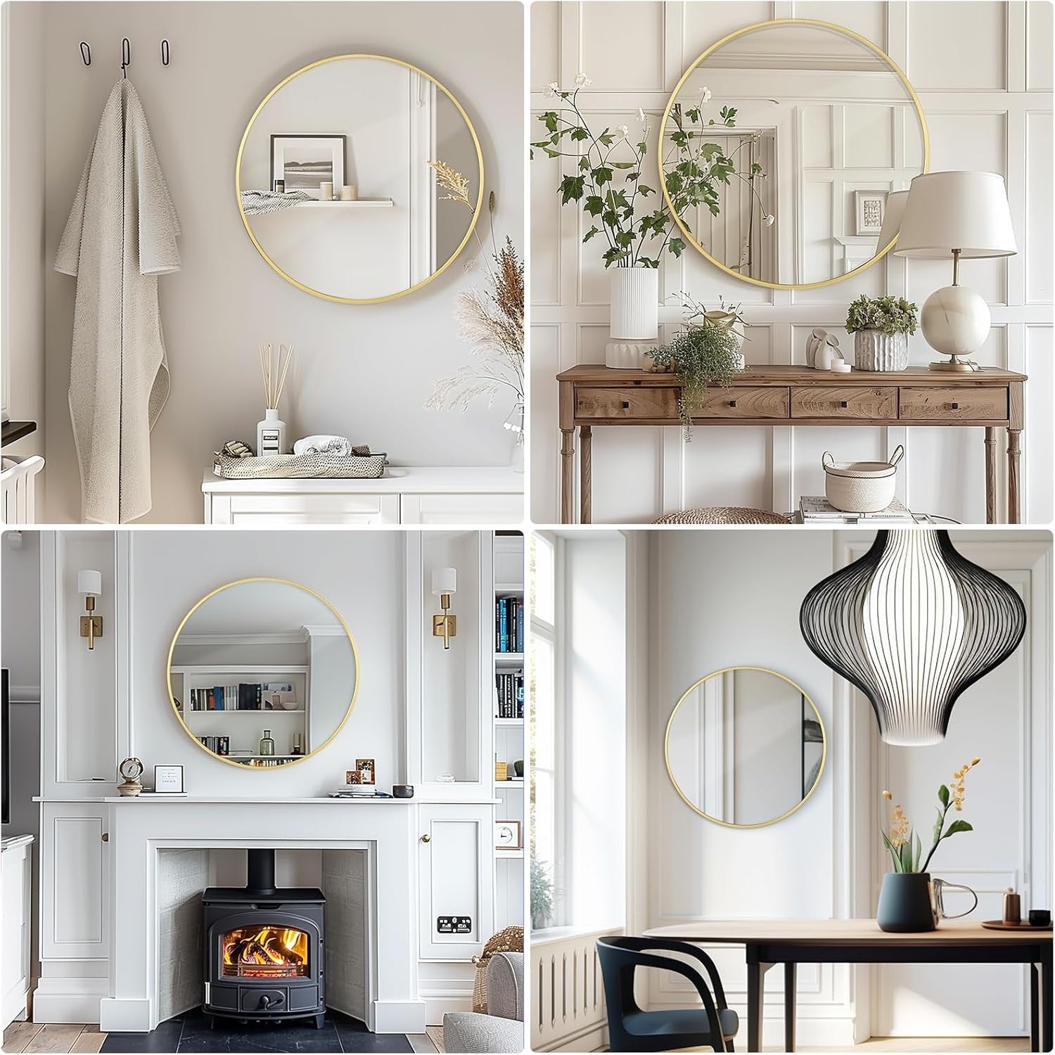 Gold Round Wall Mirror 60cm Vanity Bathroom Decor Hallway Luxury Look