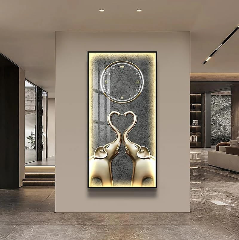 Luxury Elephant Wall Clock 60x120cm Silent Quartz Oversized Home Decor