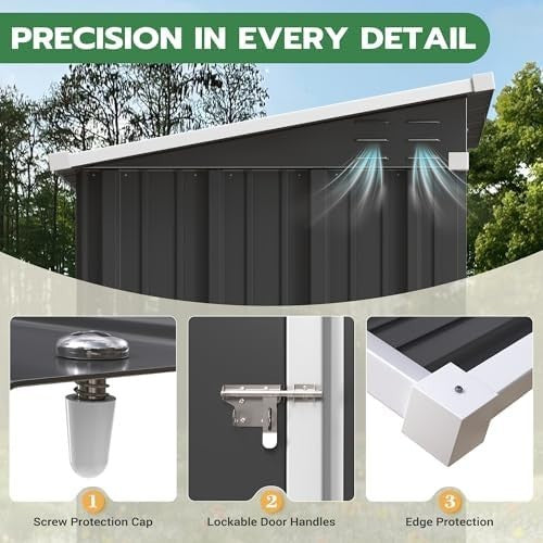 Metal Garden Storage Shed 5x3ft Waterproof Lockable Outdoor Tool & Bike Shed