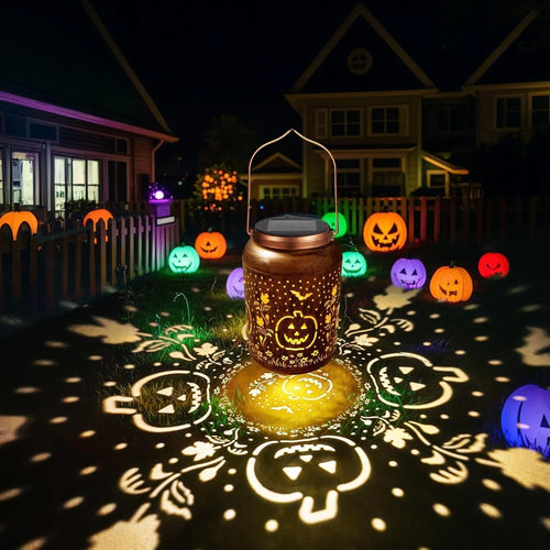 Halloween Pumpkin Solar Lantern Outdoor LED Garden Decor