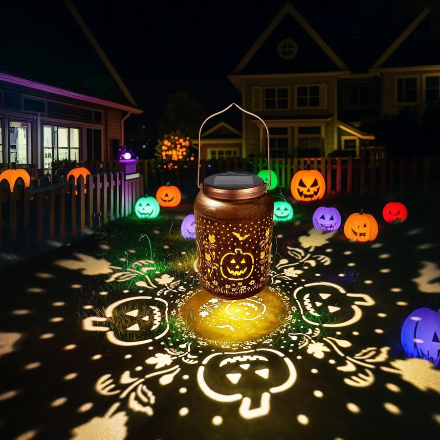 Halloween Pumpkin Solar Lantern Outdoor LED Garden Decor