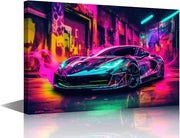 Sports Car Canvas Wall Art 36x24in Modern Racing Car Artwork for Bedroom Office