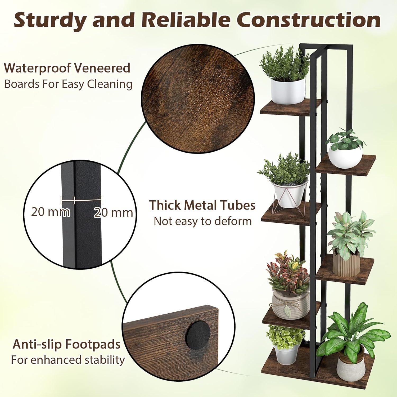 Set of 3 Tall Metal Plant Stands 4+5+6 Tier Indoor Flower Shelf for Home Garden